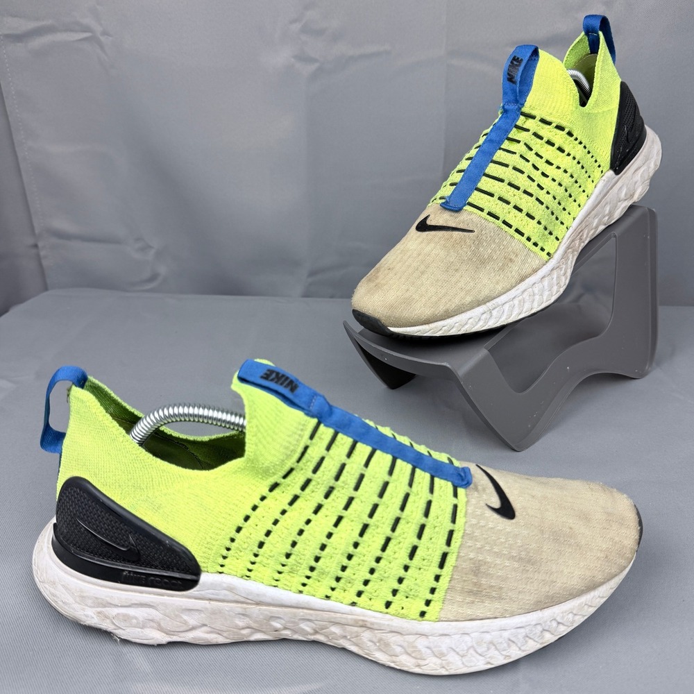 Nike React Phantom Run Flyknit 2 Mens 11.5 Volt Yellow Blue DM7603-700